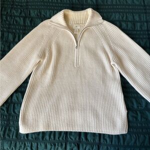 H&M rib-knit half-zip cream sweater